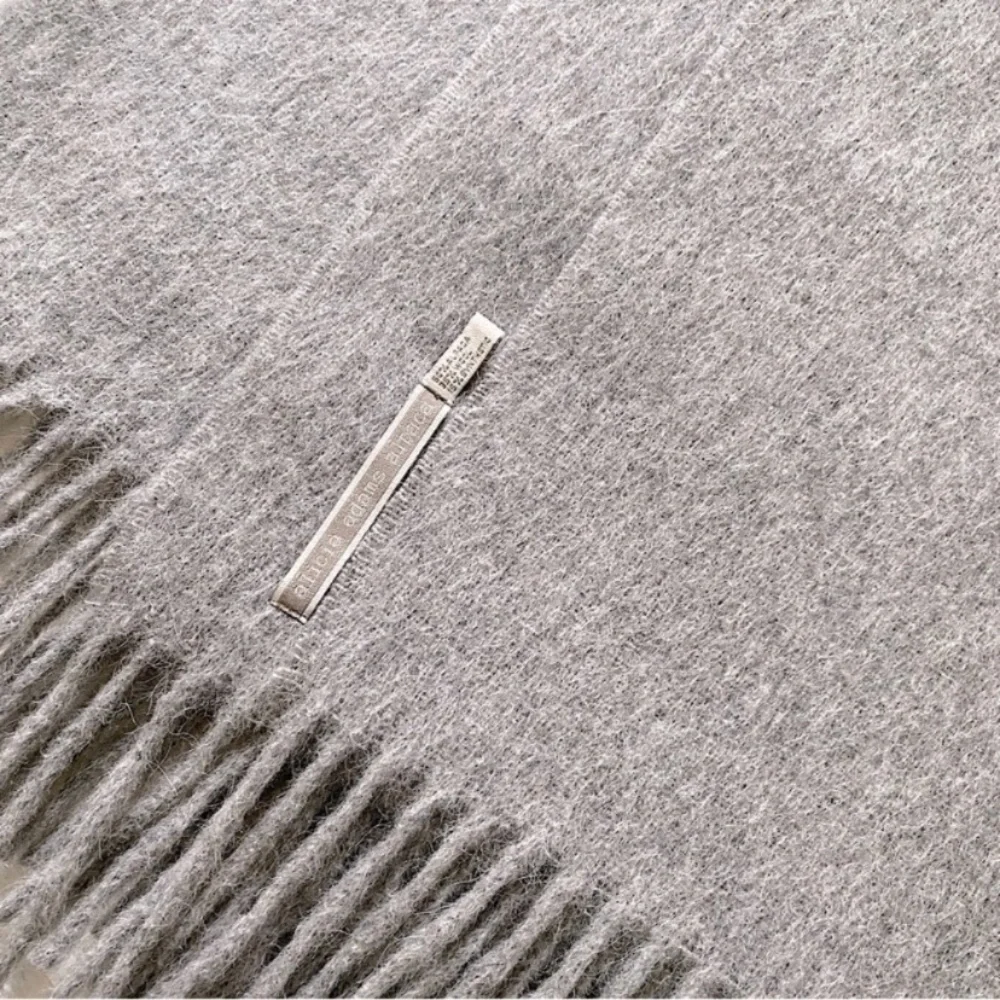 ALICIA ADAMS CLASSIC ALPACA WOOL PATMOS FRINGE THROW BLANKET LUXURY LOUNGE Gray